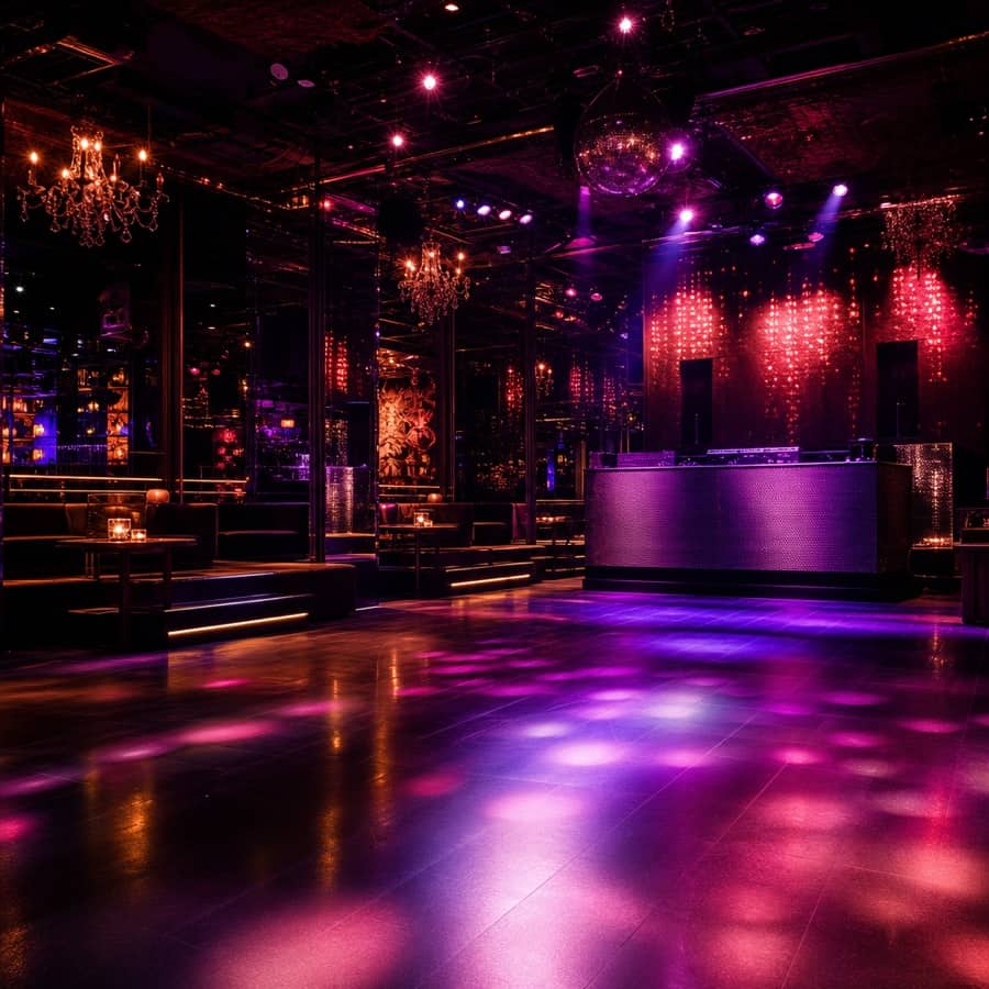Gece kulübü iş ilanları — nightclub ışıkları ve dans pisti